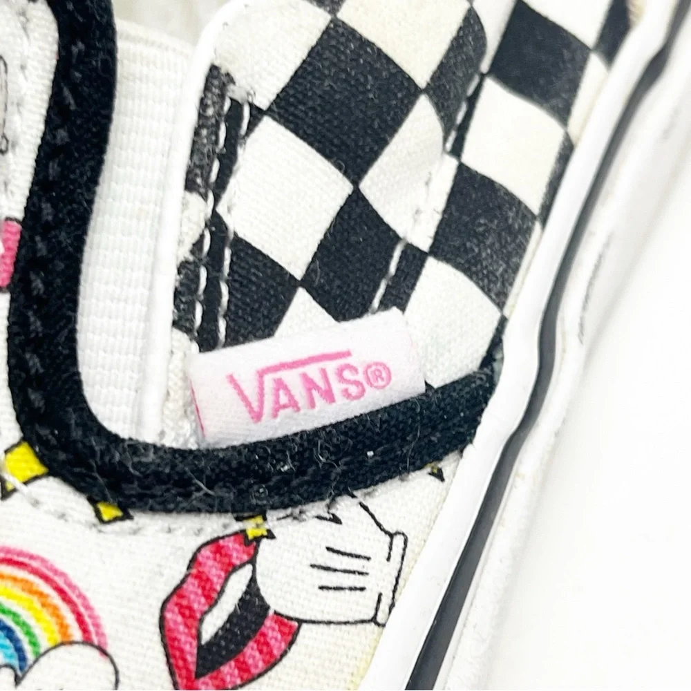 VANS x FLOUR SHOP Classic Slip On Graphic Top Checkered Heel Shoes, Size 3